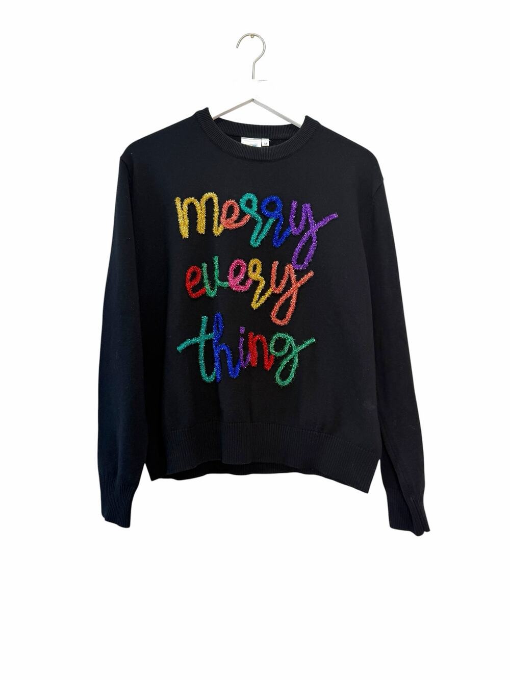 Queen of Sparkle Merry Everything Sweater Black Size Medium